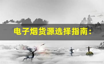 电子烟货源选择指南：如何找到优质产品